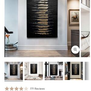 Abstract Black and Gold Textured Wall Art
